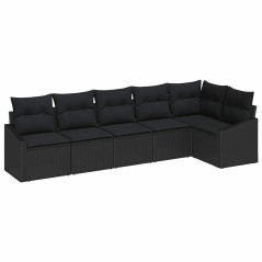 vidaXL Set da giardino 6 pezzi con cuscini in rattan nero.