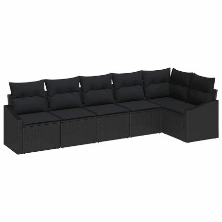 vidaXL Set da giardino 6 pezzi con cuscini in rattan nero.