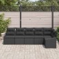 vidaXL Set da giardino 6 pezzi con cuscini in rattan nero.