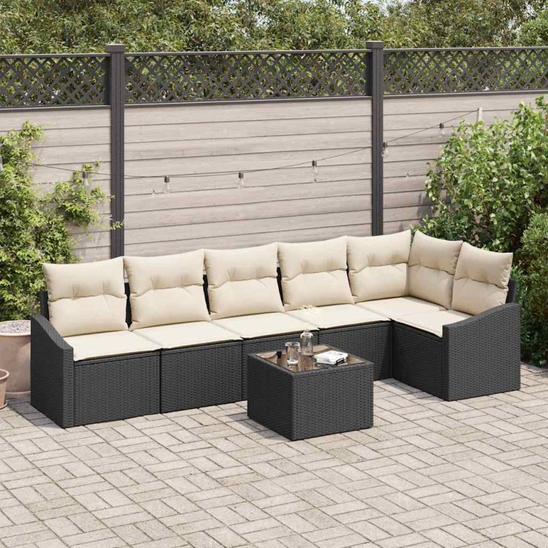 vidaXL Set di divani da giardino con 6 pezzi e cuscini in rattan poliestere marrone