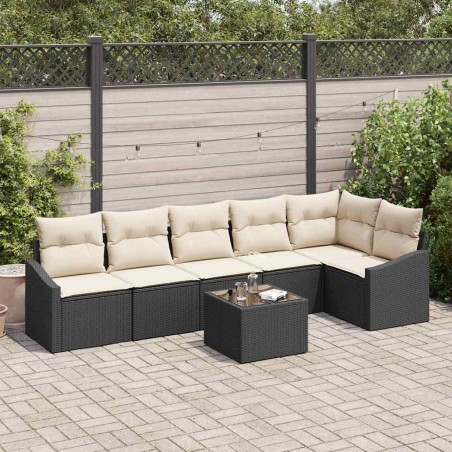 vidaXL Set di divani da giardino con 6 pezzi e cuscini in rattan poliestere marrone