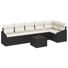 vidaXL Set di divani da giardino con 6 pezzi e cuscini in rattan poliestere marrone