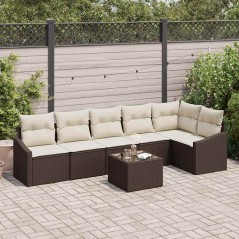 vidaXL Set di Divani da Giardino 7 Pezzi con Cuscini Grigi in Rattan Sintetico.