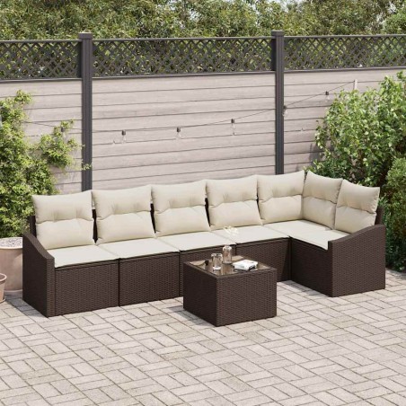 vidaXL Set di Divani da Giardino 7 Pezzi con Cuscini Grigi in Rattan Sintetico.