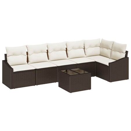 vidaXL Set di Divani da Giardino 7 Pezzi con Cuscini Grigi in Rattan Sintetico.