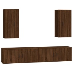 Set Mobili Porta TV 4 pz Rovere Marrone in Legno Multistrato
