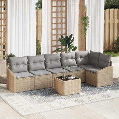 vidaXL Set da Giardino da 7 Pezzi con Cuscini in Rattan Sintetico Nero