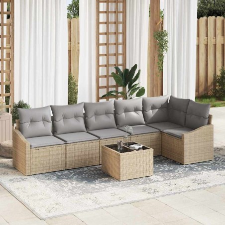 vidaXL Set da Giardino da 7 Pezzi con Cuscini in Rattan Sintetico Nero