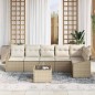 vidaXL Set Divano da Giardino 7 Pezzi in Rattan Sintetico con Cuscini Beige