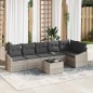 vidaXL Set da giardino con divano a 7 pezzi e cuscini grigio chiaro in rattan sintetico.