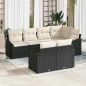 vidaXL Set di divani da giardino 7 pezzi con cuscini neri in rattan sintetico.