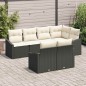 vidaXL Set di divani da giardino 7 pezzi con cuscini neri in rattan sintetico.