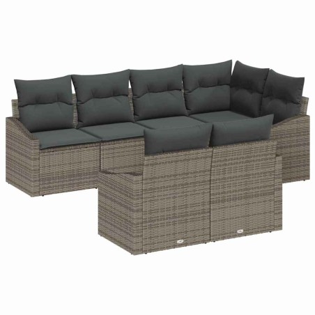 vidaXL Set da giardino 7 pezzi di con cuscini in rattan sintetico grigio