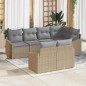 vidaXL Set da Giardino in 7 Pezzi con Cuscini Beige in Rattan Sintetico