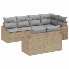 vidaXL Set da Giardino in 7 Pezzi con Cuscini Beige in Rattan Sintetico