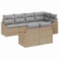 vidaXL Set da Giardino in 7 Pezzi con Cuscini Beige in Rattan Sintetico