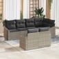 vidaXL Set di divano da giardino 7 pezzi con cuscini grigio chiaro in rattan sintetico