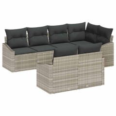 vidaXL Set di divano da giardino 7 pezzi con cuscini grigio chiaro in rattan sintetico