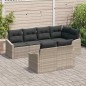 vidaXL Set di divano da giardino 7 pezzi con cuscini grigio chiaro in rattan sintetico