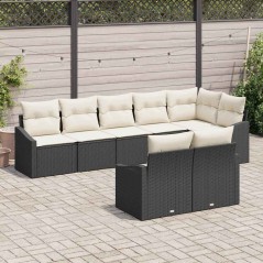 vidaXL Set di divano da giardino 8 pezzi con cuscini neri in rattan sintetico