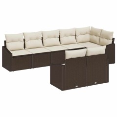 vidaXL Set di divani da giardino 8 pezzi con cuscini in rattan sintetico marrone