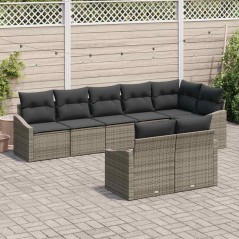 vidaXL Set da giardino 8 pezzi con cuscini grigi in rattan