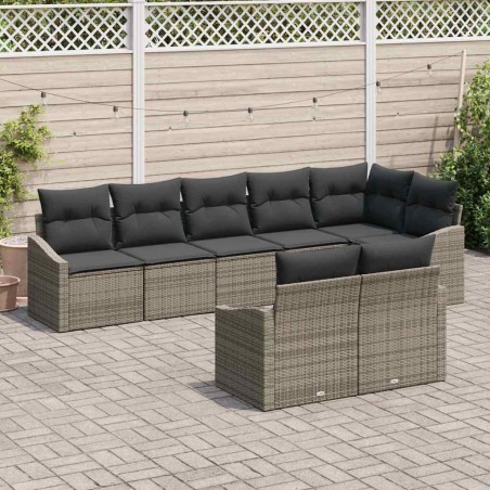 vidaXL Set da giardino 8 pezzi con cuscini grigi in rattan