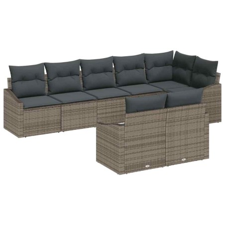 vidaXL Set da giardino 8 pezzi con cuscini grigi in rattan