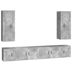 Set di Mobili Porta TV 6 pz Grigio Cemento in Legno Multistrato