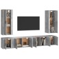 Set di Mobili Porta TV 6 pz Grigio Cemento in Legno Multistrato Set di Mobili Porta TV 6 pz Grigio Cemento in Legno Multistrato