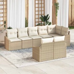 vidaXL Set da giardino 8 pezzi con cuscini beige in polirattan