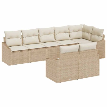 vidaXL Set da giardino 8 pezzi con cuscini beige in polirattan