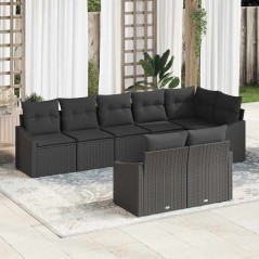 vidaXL Set di divani da giardino a 8 pezzi con cuscini in rattan polietilene nero