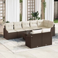 vidaXL Set di divani da giardino 8 pezzi con cuscini in rattan sintetico grigio