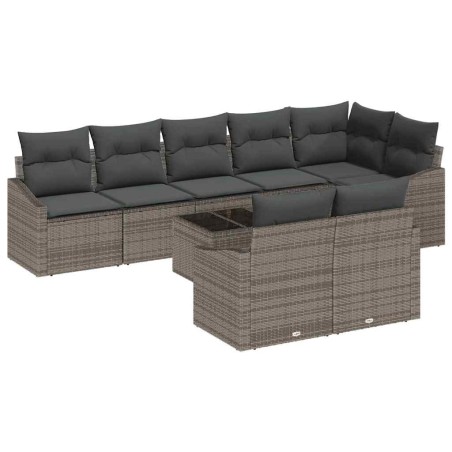 vidaXL Set da Giardino 8 Pezzi con Cuscini Neri in Rattan Sintetico