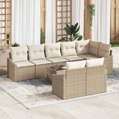 vidaXL Set di divani da giardino 9 pezzi con cuscini in rattan sintetico marrone