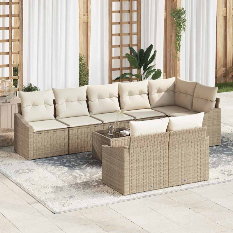 vidaXL Set di divani da giardino 9 pezzi con cuscini in rattan sintetico marrone vidaXL Set di divani da giardino 9 pezzi con cuscini in rattan sintetico marrone