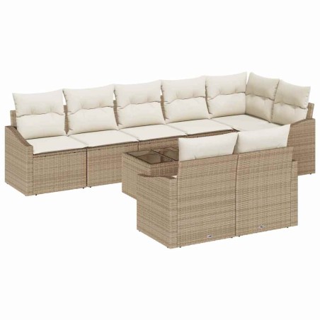 vidaXL Set di divani da giardino 9 pezzi con cuscini in rattan sintetico marrone