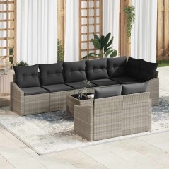 vidaXL Set Divano da Giardino 9 Pezzi con Cuscini Grigi in Rattan