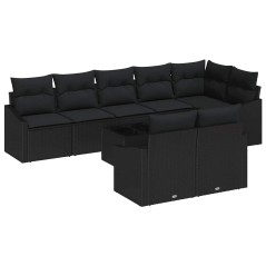 vidaXL Set da Giardino 9 Pezzi con Cuscini Beiger in Rattan