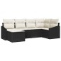 vidaXL Set di divani da giardino 6 pezzi con cuscini in polirattan nero.