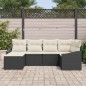 vidaXL Set di divani da giardino 6 pezzi con cuscini in polirattan nero.