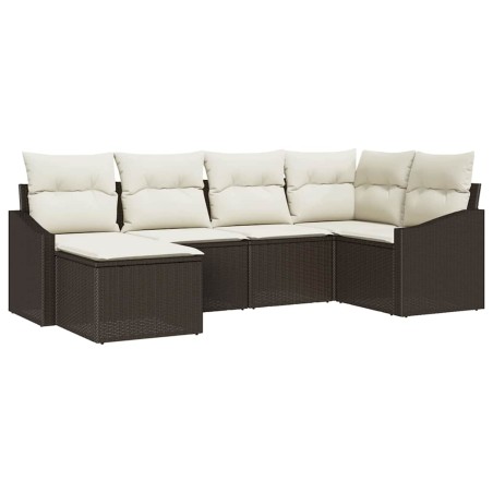 vidaXL Set divani da giardino 6 pezzi con cuscini marrone in rattan sintetico