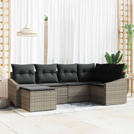 vidaXL Set da Giardino in 6 Pezzi con Cuscini Grigi in Rattan