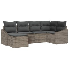 vidaXL Set da Giardino in 6 Pezzi con Cuscini Grigi in Rattan