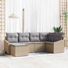 vidaXL Set da Giardino in 6 Pezzi con Cuscini Beige in Rattan