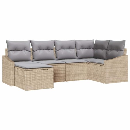 vidaXL Set da Giardino in 6 Pezzi con Cuscini Beige in Rattan