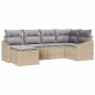 vidaXL Set da Giardino in 6 Pezzi con Cuscini Beige in Rattan