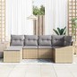 vidaXL Set da Giardino in 6 Pezzi con Cuscini Beige in Rattan
