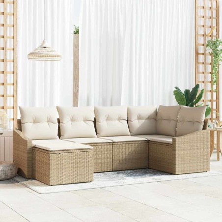 vidaXL Set di divani da giardino 6 pezzi con cuscini beige in rattan sintetico